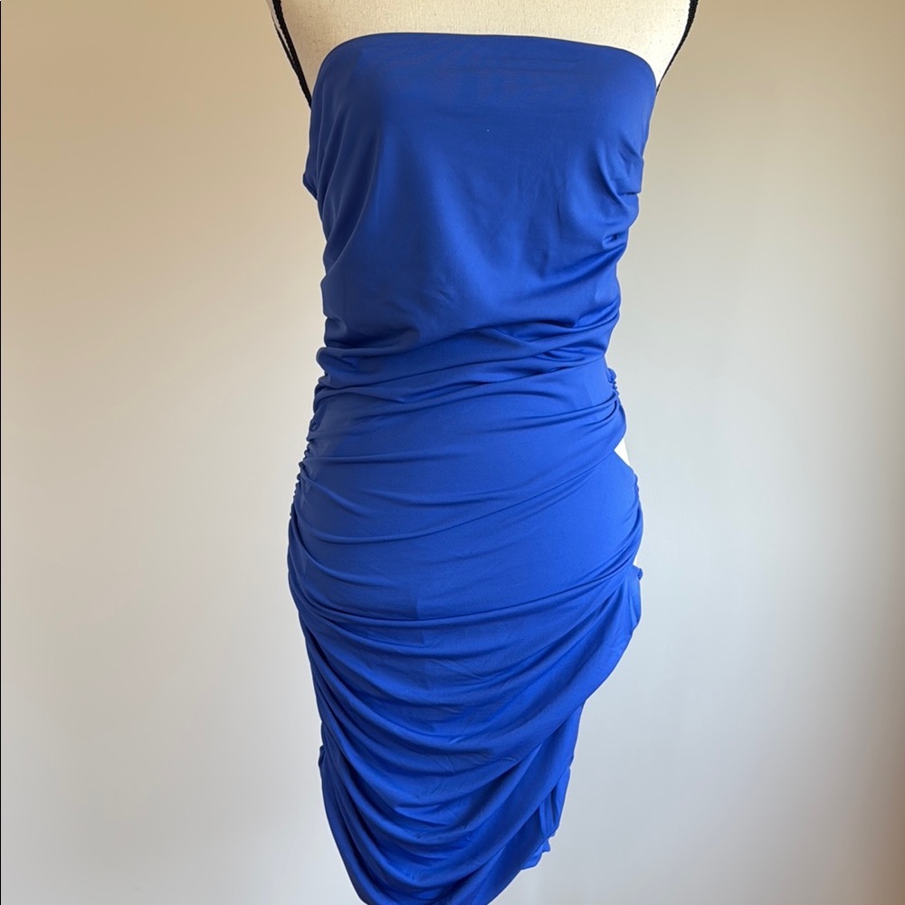Elegant Blue Strapless Dress